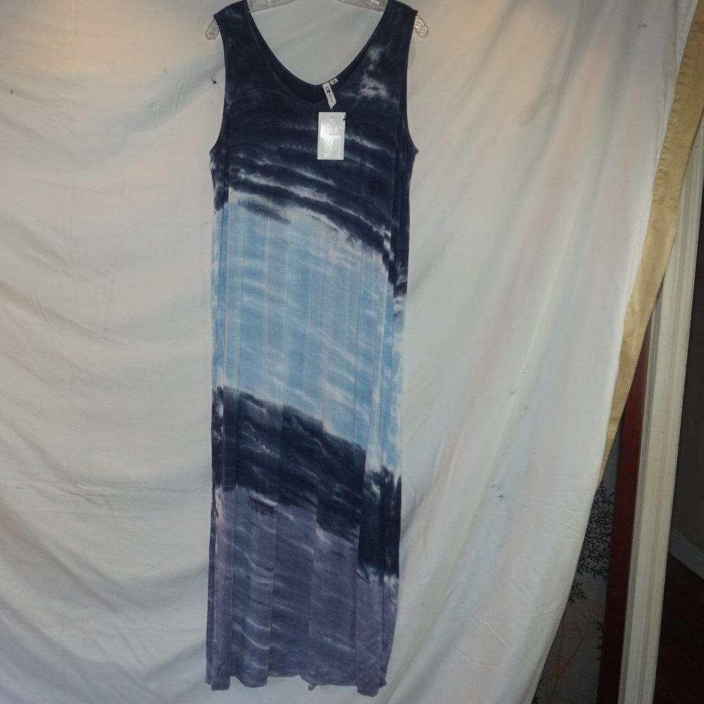Cable & Guage NWT Marbled Art Silky Long Tie Dye Slip Maxi Dress Vacation XL